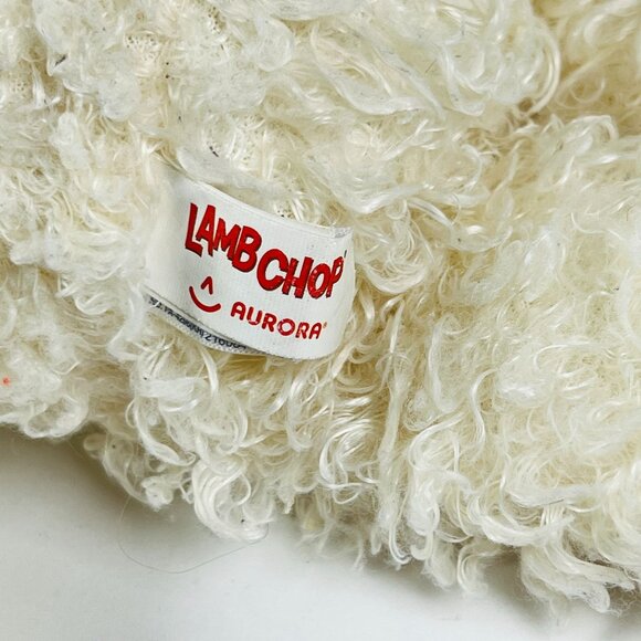 Vintage Lamb Chop By Nanco Plush Doll 10"Furry Outfit Black Eyes Red Mittens Cut - Picture 9 of 9